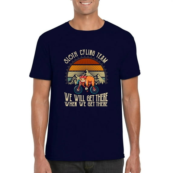Trh Sloth Cycling Funny Animal Bicycle Rider Bike Hobby T-Shirt, for men & women, up to size 5XL