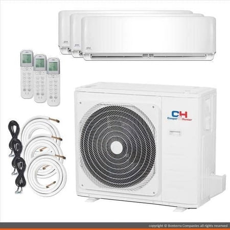 Tri 3 Zone Mini Split Ductless Air Conditioner Heat Pump 12000 12000 24000 Multi 22.4 Seer