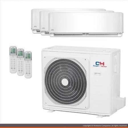 Tri 3 Zone Mini Split Ductless Air Conditioner Heat Pump 12000 12000 24000 Multi 22.4 Seer