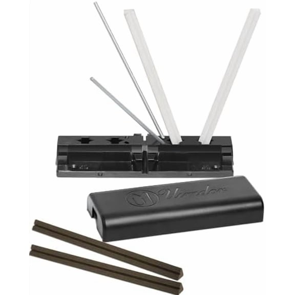 Tri-Angle Knife Sharpener, Portable 2-Stage Sharpening System with Premium Alumina Ceramic Stones for Quick Sharpening, Polishing, Honing Pocket, Kitchen & Outdoor Knives, Scissors, Blades