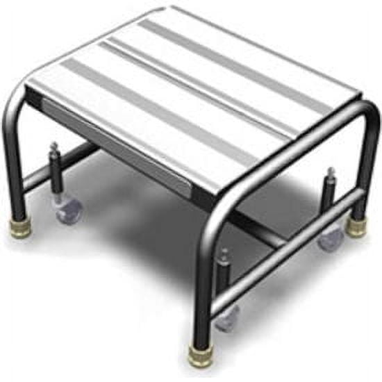 1 Step Mobile Aluminum Step Stand w/ Solid Ribbed Top Step & 16""W Platform - WL
