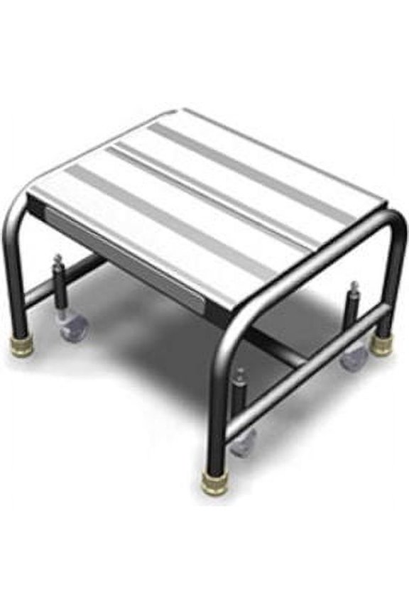 1 Step Mobile Aluminum Step Stand w/ Solid Ribbed Top Step & 16""W Platform - WL