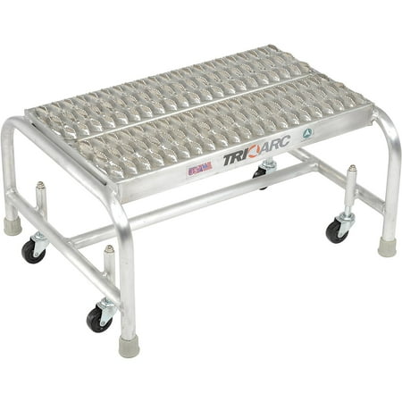 1 Step Mobile Aluminum Step Stand w/ Grip Strut Top Step & 24""W Platform - WLAR