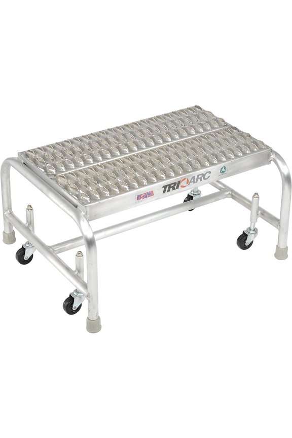 1 Step Mobile Aluminum Step Stand w/ Grip Strut Top Step & 24""W Platform - WLAR