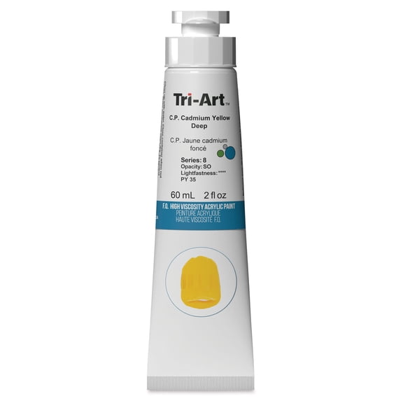 Tri-Art High Viscosity Artist Acrylic - C.P. Cadmium Yellow Deep, 60 ml tube