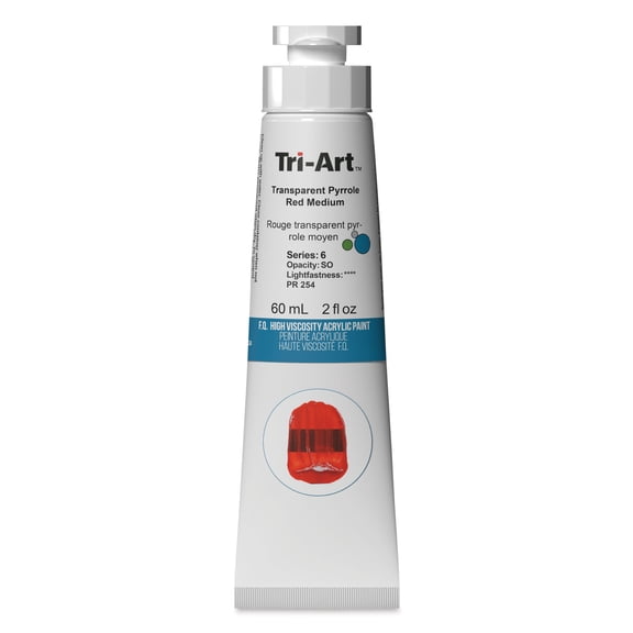 Tri-Art High Viscosity Artist Acrylic - Transparent Pyrrole Red Medium, 60 ml tube