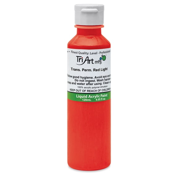 Tri-Art Liquid Artist Acrylics - Transparent Pyrrole Red Light, 120 ml bottle