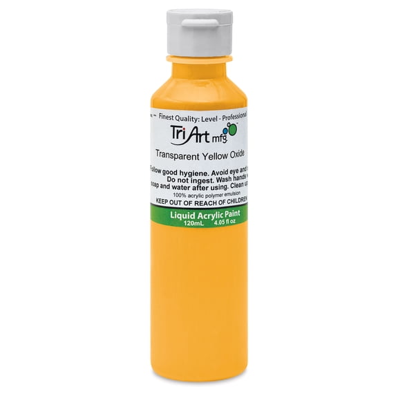 Tri-Art Liquid Artist Acrylics - Transparent Yellow Oxide, 120 ml bottle