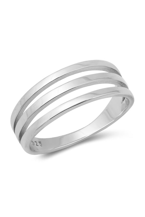 Tri Band Modern Statement Ring .925 Solid Sterling Silver Jewelry Female Male Unisex Size 6