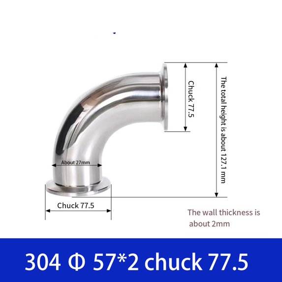 Tri Clamp Compatible Sanitary Elbow Fitting at a Right Angle Connection