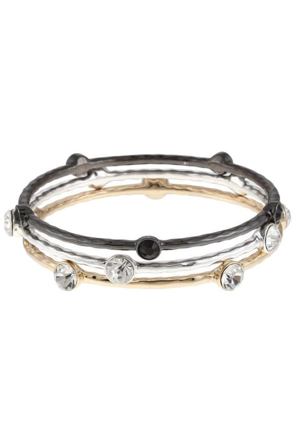 Tri-Color Crystal Bangles -Set of 3