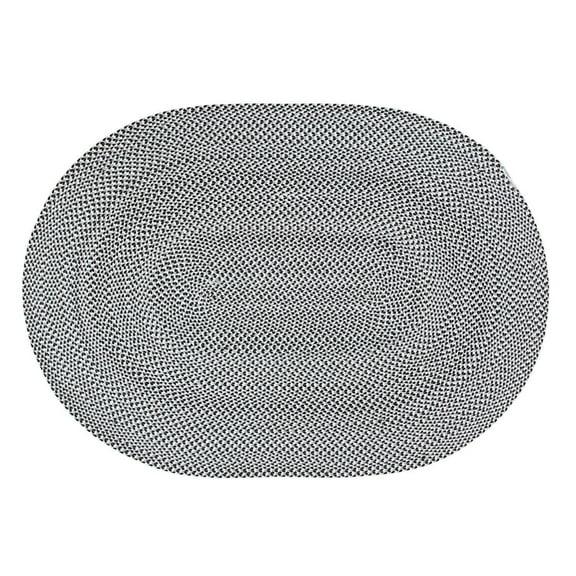 Tri-Color Farmhouse Braided Rug - Cotton Buffalo Check Black,White,Gray 2' X 3' Oval