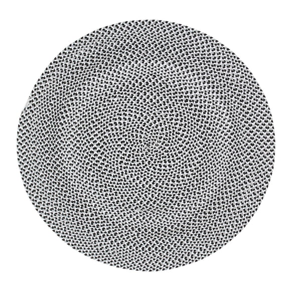 Tri-Color Farmhouse Braided Rug - Cotton Buffalo Check Black,White,Gray 4' Round