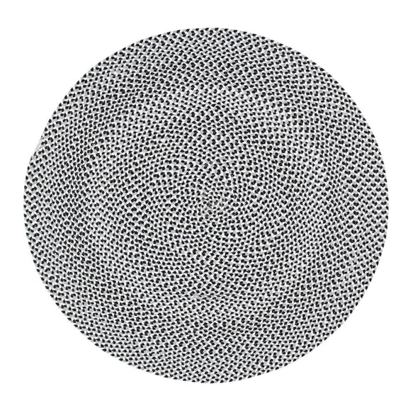 Super Area Rugs Tri-Color Cotton Farmhouse Braided Rug - Buffalo Check Black,White,Gray 6' Round Circle