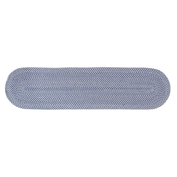 Tri-Color Farmhouse Braided Rug - Cotton Buffalo Check Blue,White,Gray 2' X 6' Oval