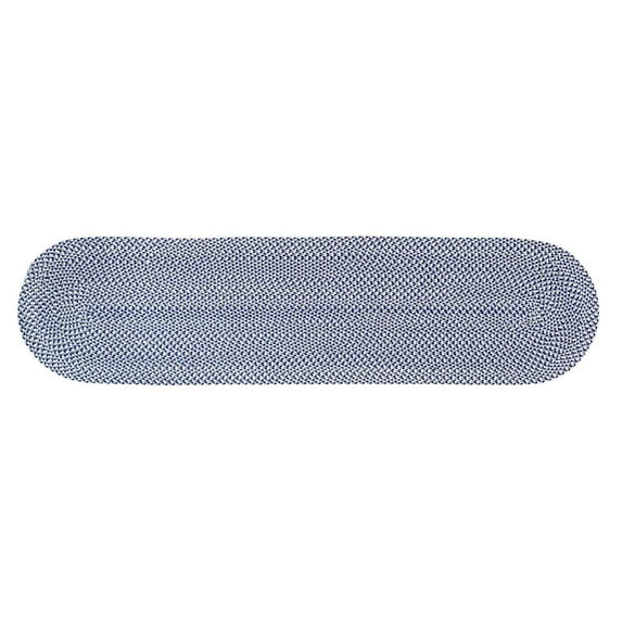 Tri-Color Farmhouse Braided Rug - Cotton Buffalo Check Blue,White,Gray 2' X 6' Oval