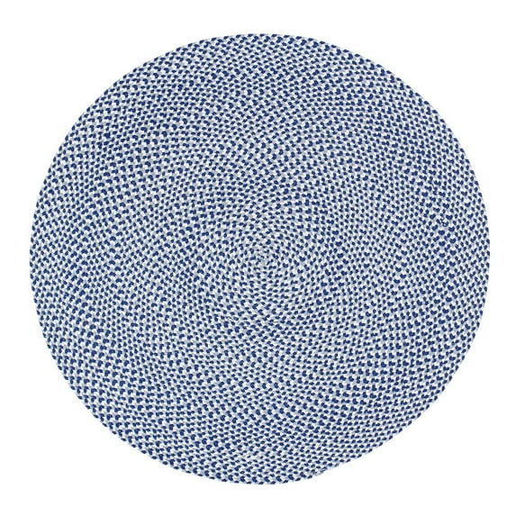Tri-Color Farmhouse Braided Rug - Cotton Buffalo Check Blue,White,Gray 4' Round