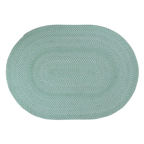 Tri-Color Farmhouse Braided Rug - Cotton Buffalo Check Green,White,Gray 2' X 3' Oval