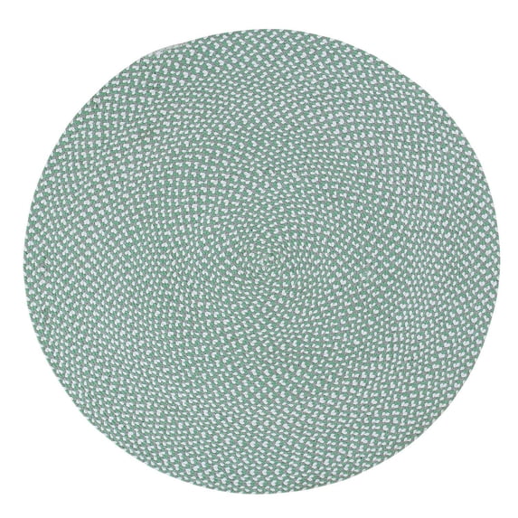 Tri-Color Farmhouse Braided Rug - Cotton Buffalo Check Green,White,Gray 4' Round