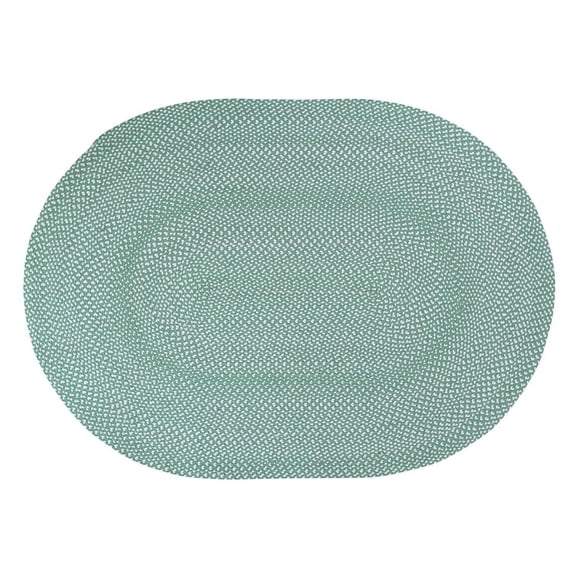 Tri-Color Farmhouse Braided Rug - Cotton Buffalo Check Green,White,Gray 8' x 10' Oval