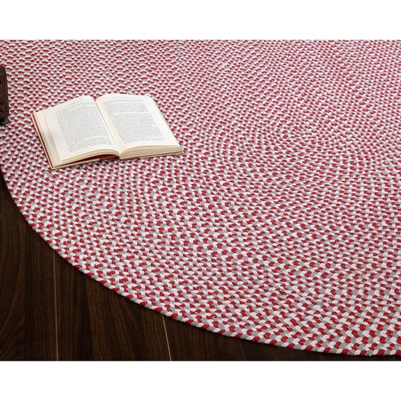Super Area Rugs Tri-Color Cotton Farmhouse Braided Rug - Buffalo Check Red,White,Gray 2' X 3' Oval