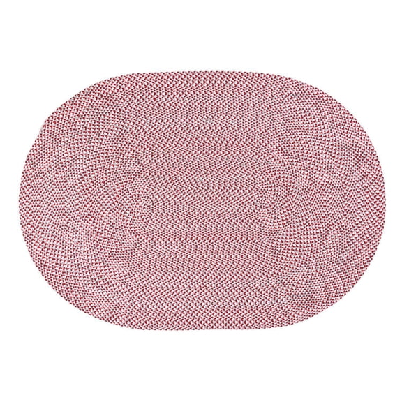 Tri-Color Farmhouse Braided Rug - Cotton Buffalo Check Red,White,Gray 3' X 5' Oval
