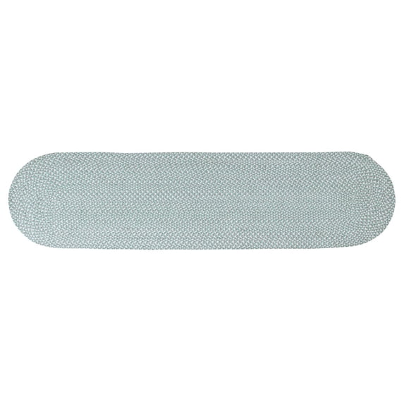 Tri-Color Farmhouse Braided Rug - Cotton Buffalo Check Teal,White,Gray 2' X 8' Oval