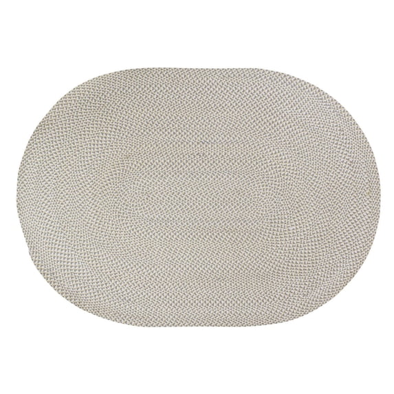 Tri-Color Farmhouse Braided Rug - Cotton Buffalo Check Yellow,White,Gray 2' X 3' Oval