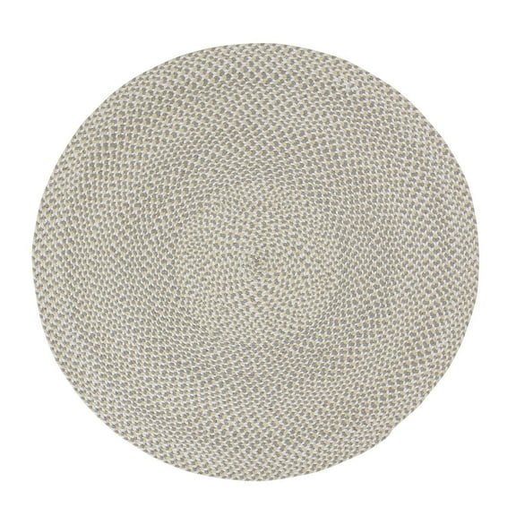 Tri-Color Farmhouse Braided Rug - Cotton Buffalo Check Yellow,White,Gray 4' Round