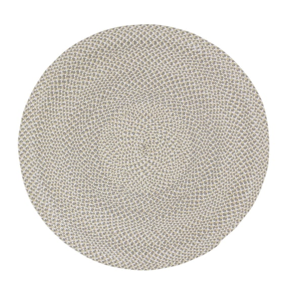 Tri-Color Farmhouse Braided Rug - Cotton Buffalo Check Yellow,White,Gray 4' Round