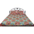 thumbnail image 1 of Tri-Color Five-Piece Patchwork Bedspread from Banaras - Pure Dupion Silk, 1 of 2