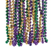 Tri-Color Mardi Gras Beads 4Dz - Jewelry - 48 Pieces