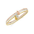 thumbnail image 1 of Gem & Harmony Tri-Color Puffed Heart Bangle in Plated Sterling Silver for Women, 1 of 4