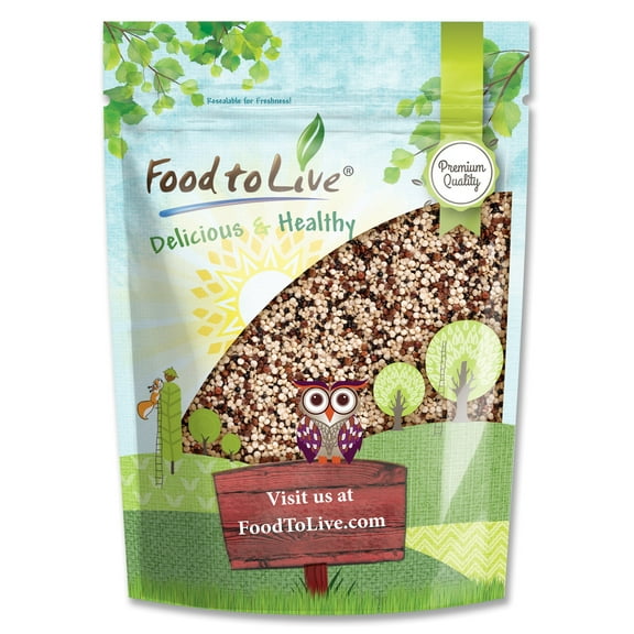 Tri-Color Quinoa, 6 Pounds Three-Color Blend of White, Black, and Red Quinoa, Whole Grain, Non-Irradiated, Vegan, Sproutable, Sirtfood, Bulk