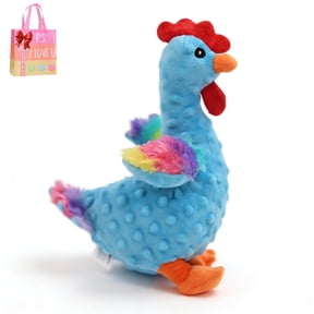 Tri Color Rooster Dog Toy with Squeaky Sound, Knotted Teeth Cleaning Chew Toy for Large Dogs Puppies and Cats