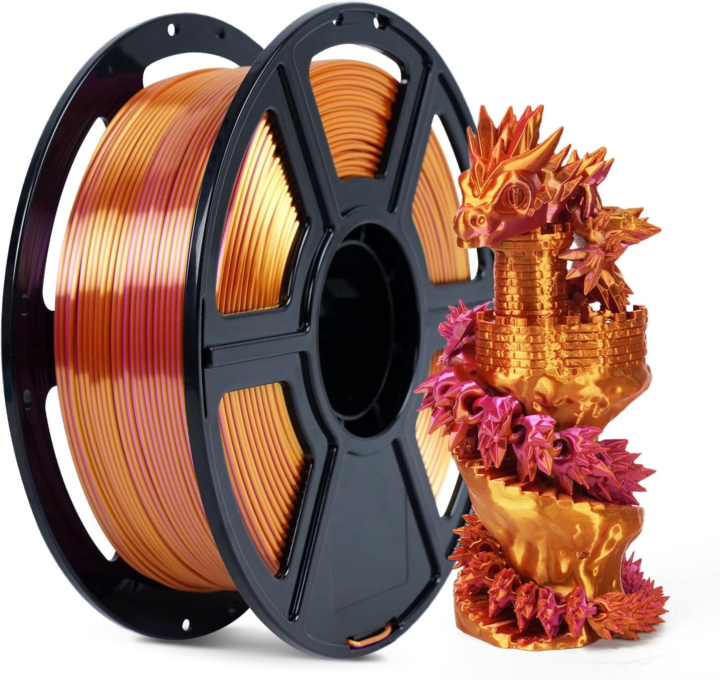 Tri-Color Silk PLA Filament 1.75mm, Coextrusion Orange Green Blue 3D ...