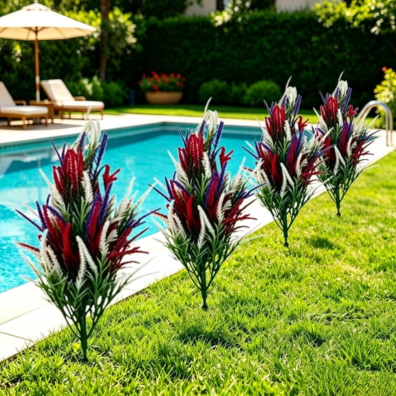 Tri Color Wheat Artificial Plant with Ground Spike, Sun Resistant Non Wilting Bendable Stake Insert Foliage, Landscape Accent for Garden Porch Planter Fall Seasonal Home Decorative Layout