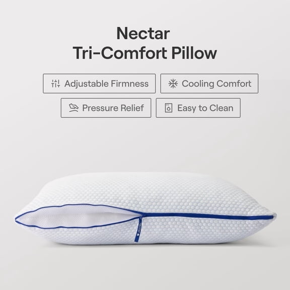 Tri-Comfort Cooling Pillow - Adjustable Firmness & Support with Pressure Relief for Neck Pain