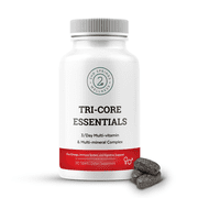 Tri-Core Essentials - 3 A Day Comprehensive Multivitamin Multimineral Complex with Probiotics, Prebiotics, Digestive Enzymes, Mushrooms, Adaptogens, and 45 Fruits and Vegetables - 180 Tablets