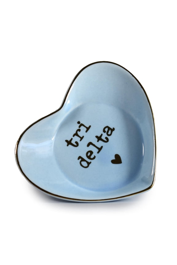 Delta Delta Delta Jewelry Dish - Heart-Shaped High-gloss finish Ceramic tray with Gold Detailing, Multi-Function Ceramic Ring Dish for Home or Office, Ideal for Jewelry and Keys