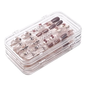Tri-Fold Clear Acrylic Press Storage Box, Foldable Fake Nail Organizer Case, Dustproof Waterproof Nail Tip Display Container for Salon & Home Use