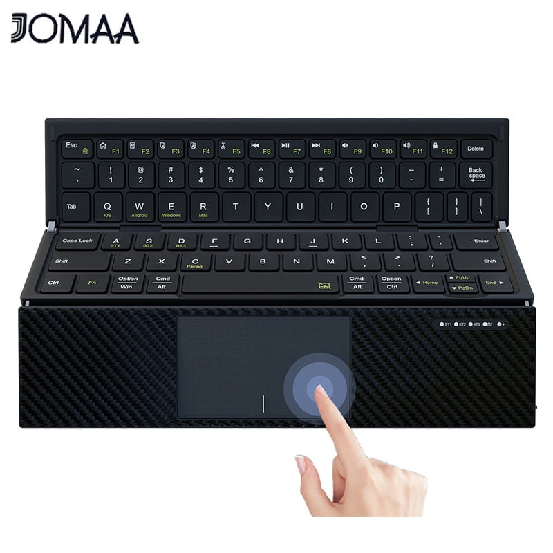 Tri-Fold Foldable Bluetooth Keyboard Built-in Touchpad, Rechargeable Wireless Travel Keyboard Multi Device Compatible for Smartphone Tablet