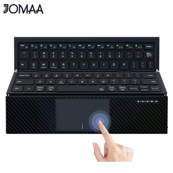 Tri-Fold Foldable Bluetooth Keyboard Built-in Touchpad, Rechargeable Wireless Travel Keyboard Multi Device Compatible for Smartphone Tablet