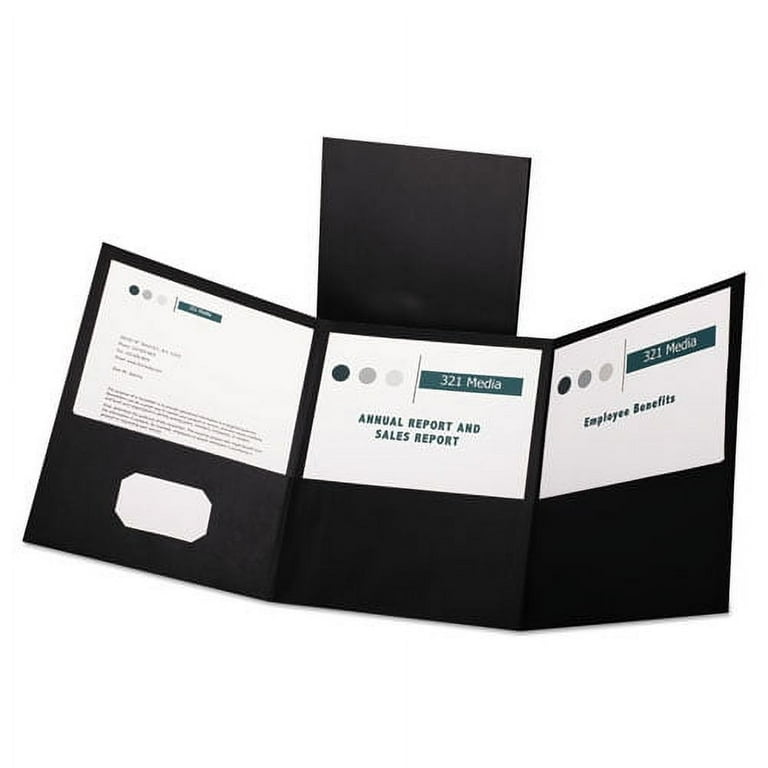 Tri-Fold Folder w/3 Pockets, 150-Sheet Capacity, 11 x 8.5, Black, 20/Box Tri-Fold Folder w/3 Pockets, 150-Sheet Capacity, 11 x 8.5, Black, 20/Box