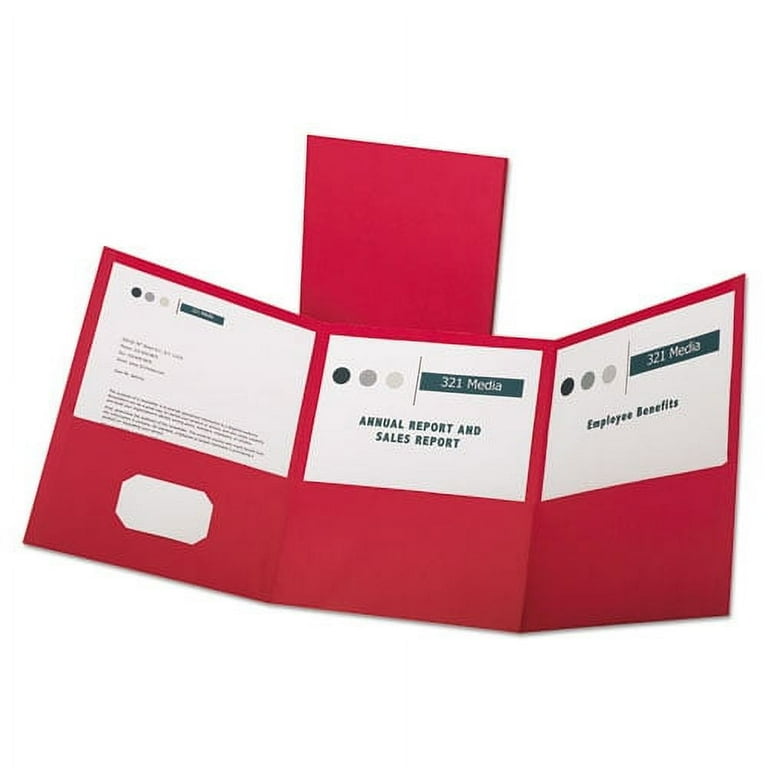 Tri-Fold Folder w/3 Pockets, 150-Sheet Capacity, 11 x 8.5, Red, 20/Box Tri-Fold Folder w/3 Pockets, 150-Sheet Capacity, 11 x 8.5, Red, 20/Box