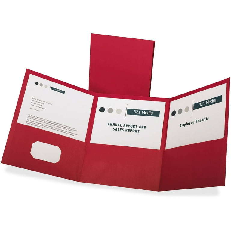 Tri-Fold Folder w/3 Pockets, 150-Sheet Capacity, 11 x 8.5, Red, 20/Box Tri-Fold Folder w/3 Pockets, 150-Sheet Capacity, 11 x 8.5, Red, 20/Box