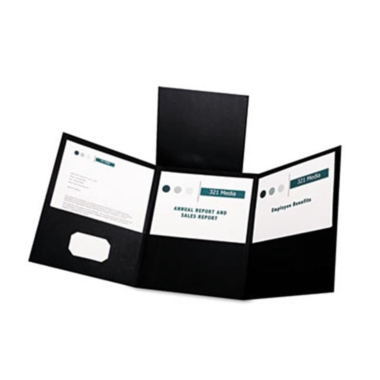 Tri-Fold Folder With 3 Pockets Holds 150 Letter-Size Sheets Black ...