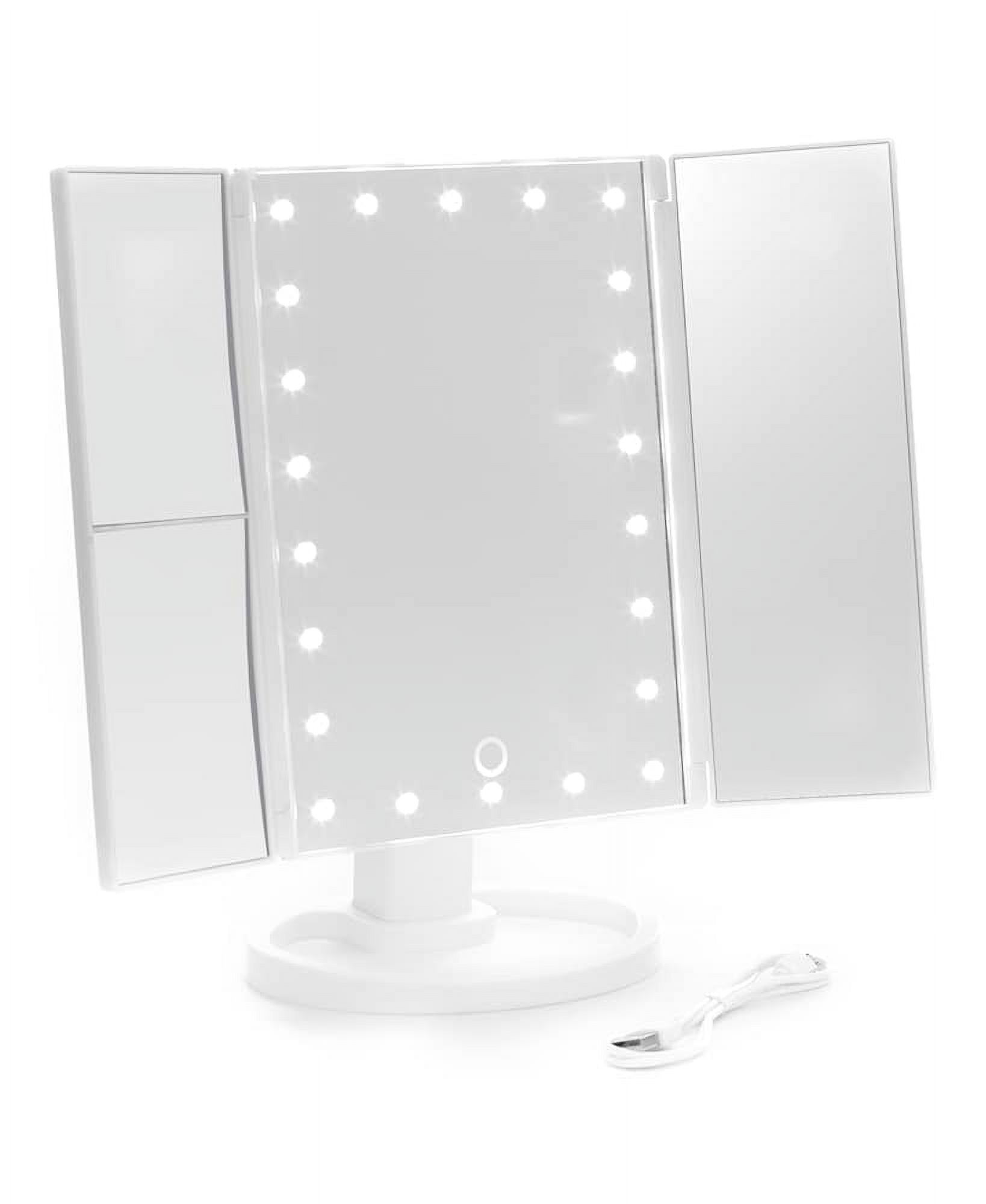 TriFold LED Makeup Mirror with Magnification White