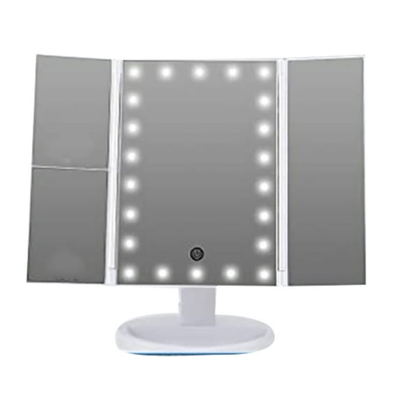 Tri-Fold Luminous Makeup Mirror with 22 LED Lights, with 2X,3X Magnification,180 Degree Rotation, Dual Power(White)