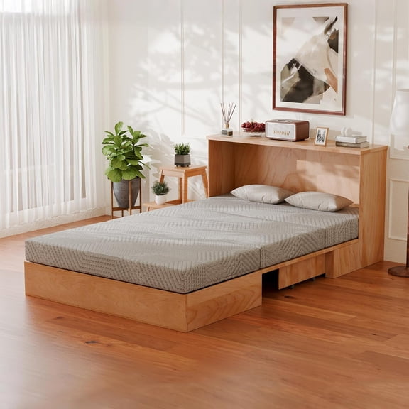 Tri-Fold Memory Foam Mattress, 6 inch Queen Folding Mattress with Collapsible and Washable Cover, Travel and Guest Mat, 80"60"6", Grey